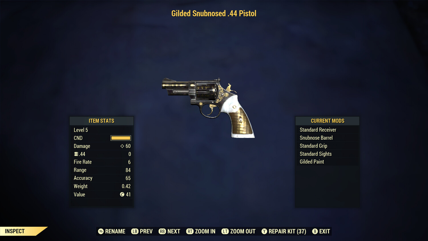 Legacy Gilded .44 Pistol Unperked