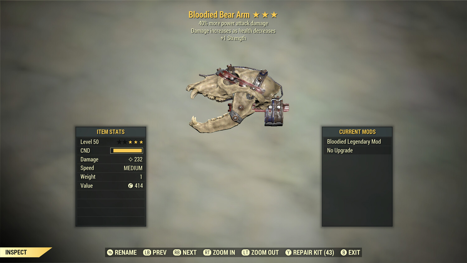 Bloodied PA/1S Bear Arm