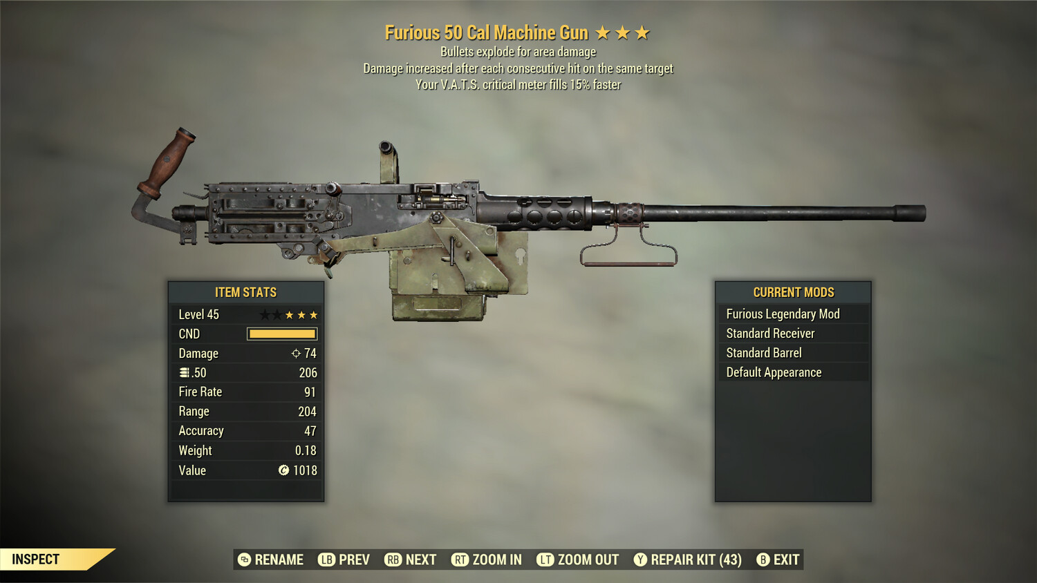 Furious Explosive 15c 50-Cal Machine Gun