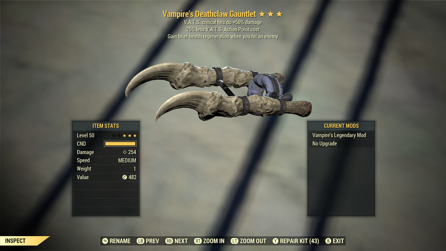 Vampire 50/25 Deathclaw Gauntlet