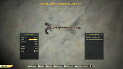 Unbreakable Bloodied 1S SS Electrified Sheepsquatch Staff