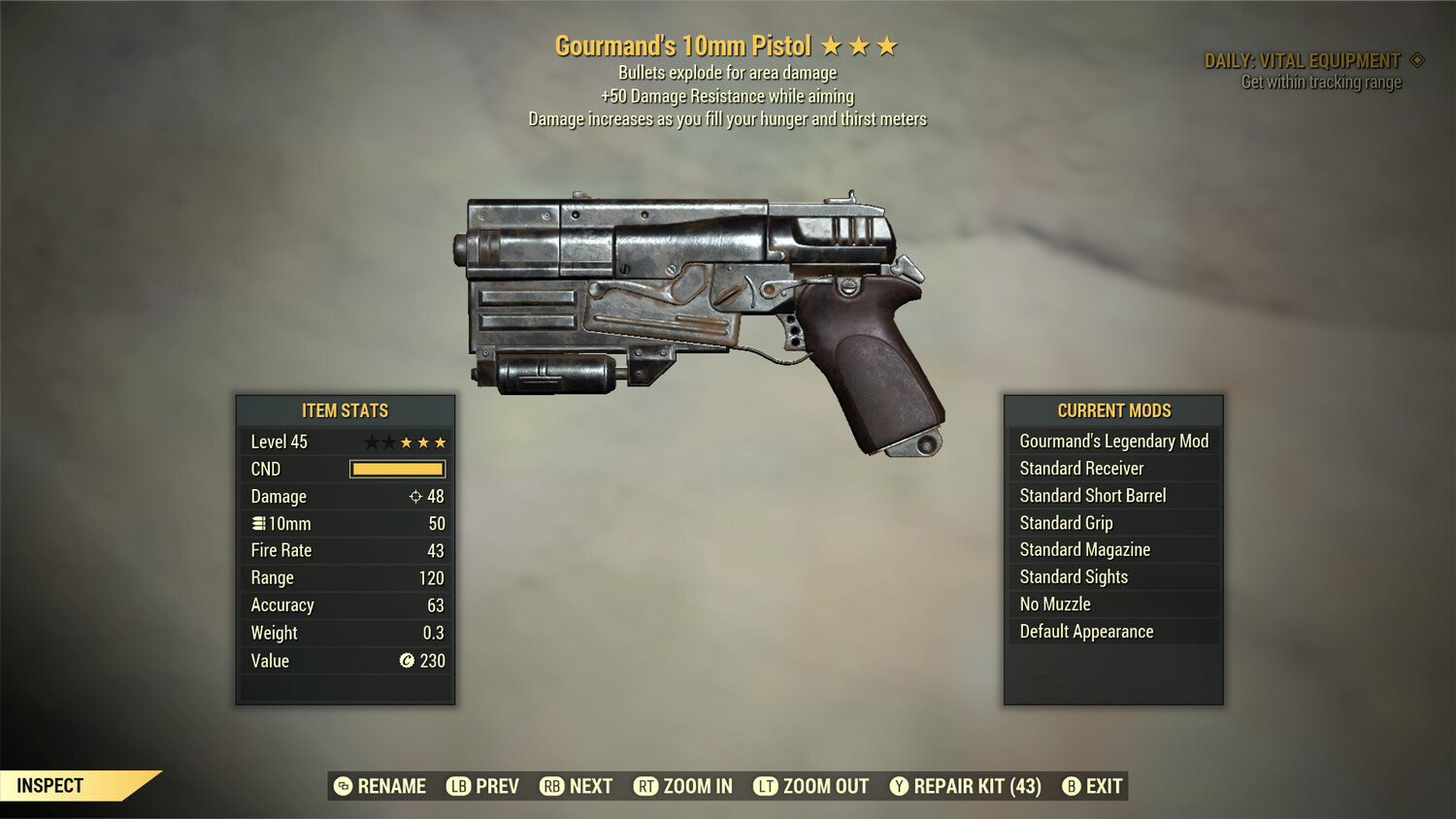 Gourmand Explosive 50 10mm Pistol