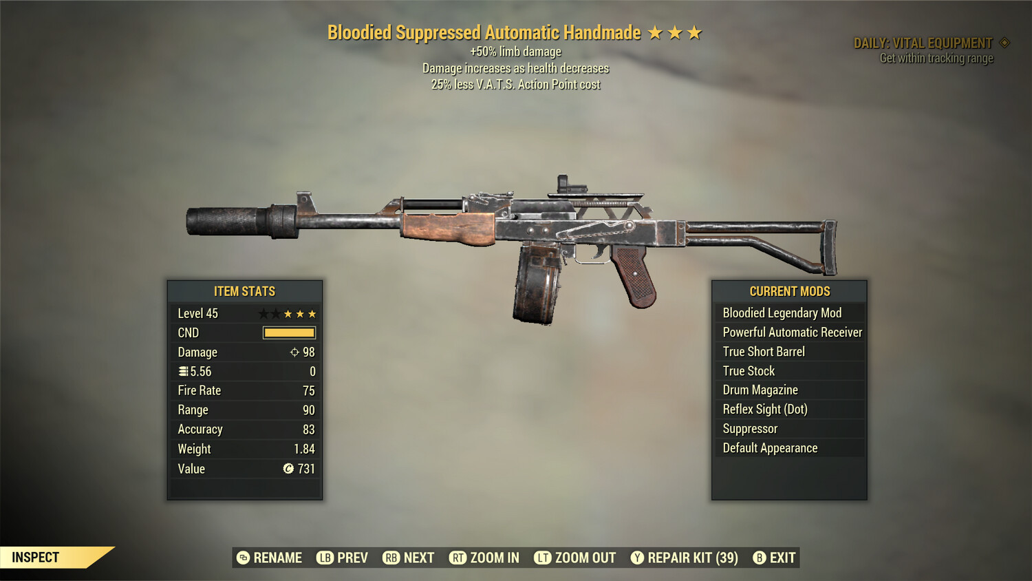 Bloodied 50L/25 Handmade