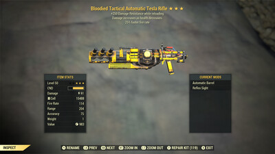 Bloodied 25/250 Tesla Rifle