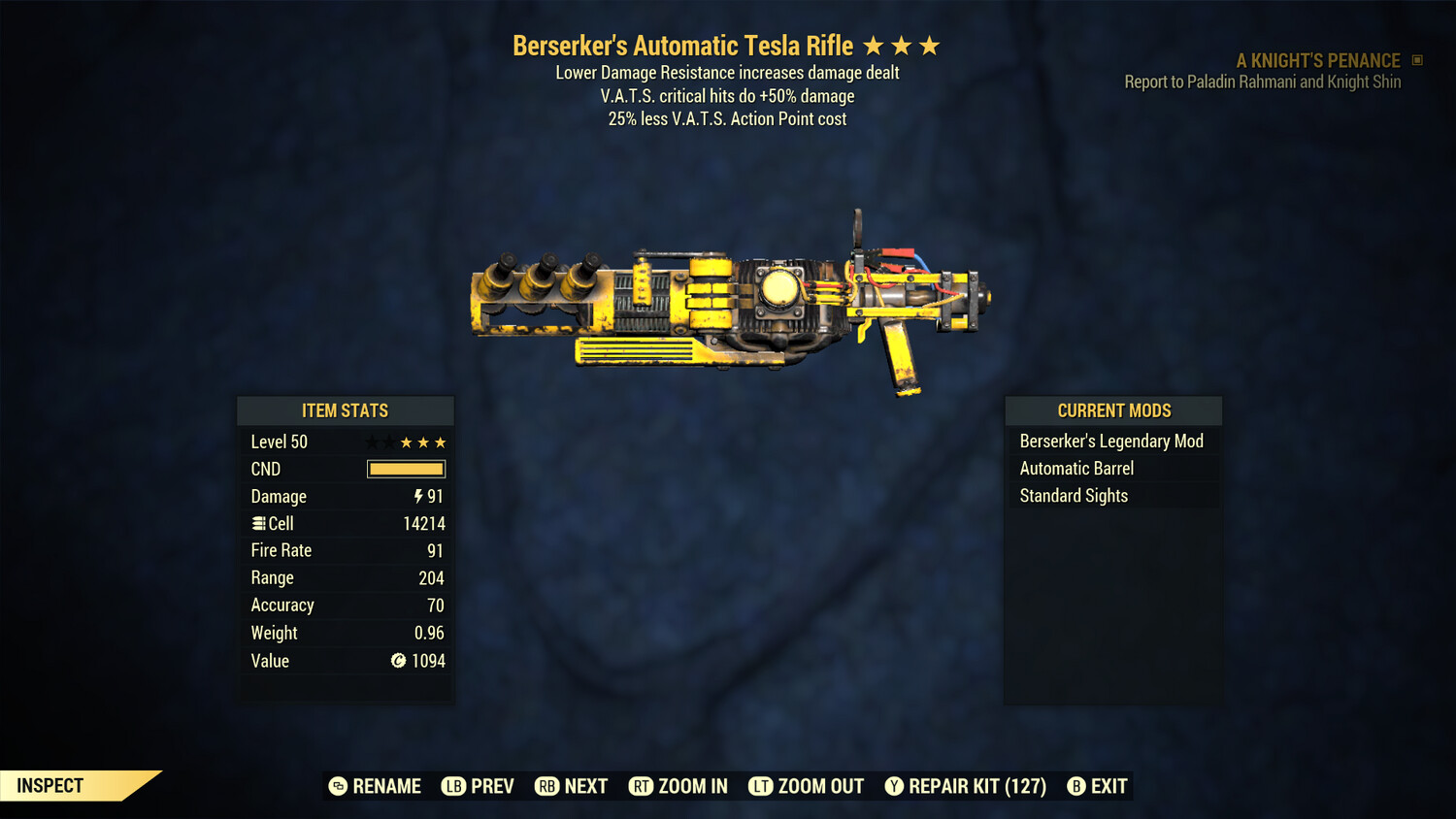 Berserkers 50/25 Tesla Rifle