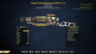 Vampire 25/15r Non Ultracite Laser Rifle