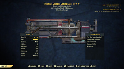 Two Shot 50/90 Gatling Laser