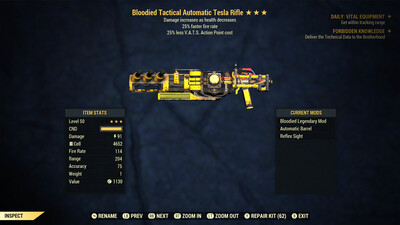 Bloodied 25/25 Tesla Rifle