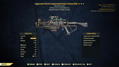 Juggernaut 25/25 Enclave Plasma Rifle With Flamer Barrel