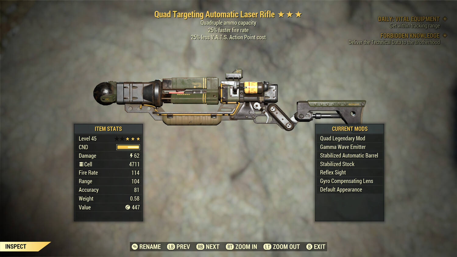 Quad 25/25 Non Ultracite Laser Rifle