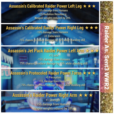 Assassins Sentinel X3 + WWR X2 Raider Set (all Level 15) PVP Set