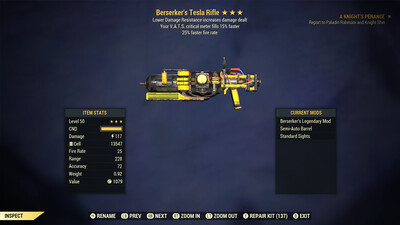 Berserkers 25/15c Tesla Rifle
