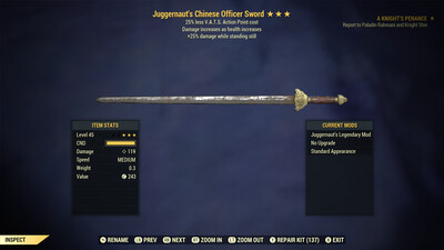 Juggernaut 25/25 Officer Sword
