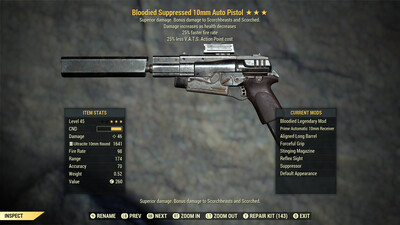 Bloodied 25/25 10mm Pistol