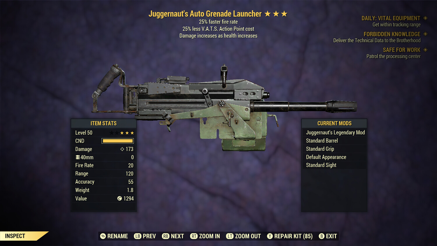 Juggernaut 25/25 Grenade Launcher