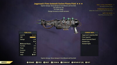 Juggernaut 25/15 Enclave Plasma Pistol Without Flamer Mod