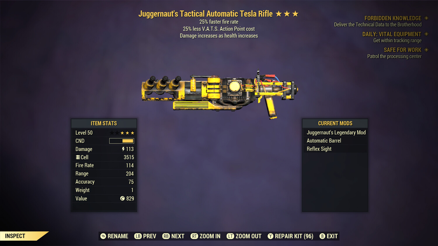 Juggernaut 25/25 Tesla Rifle