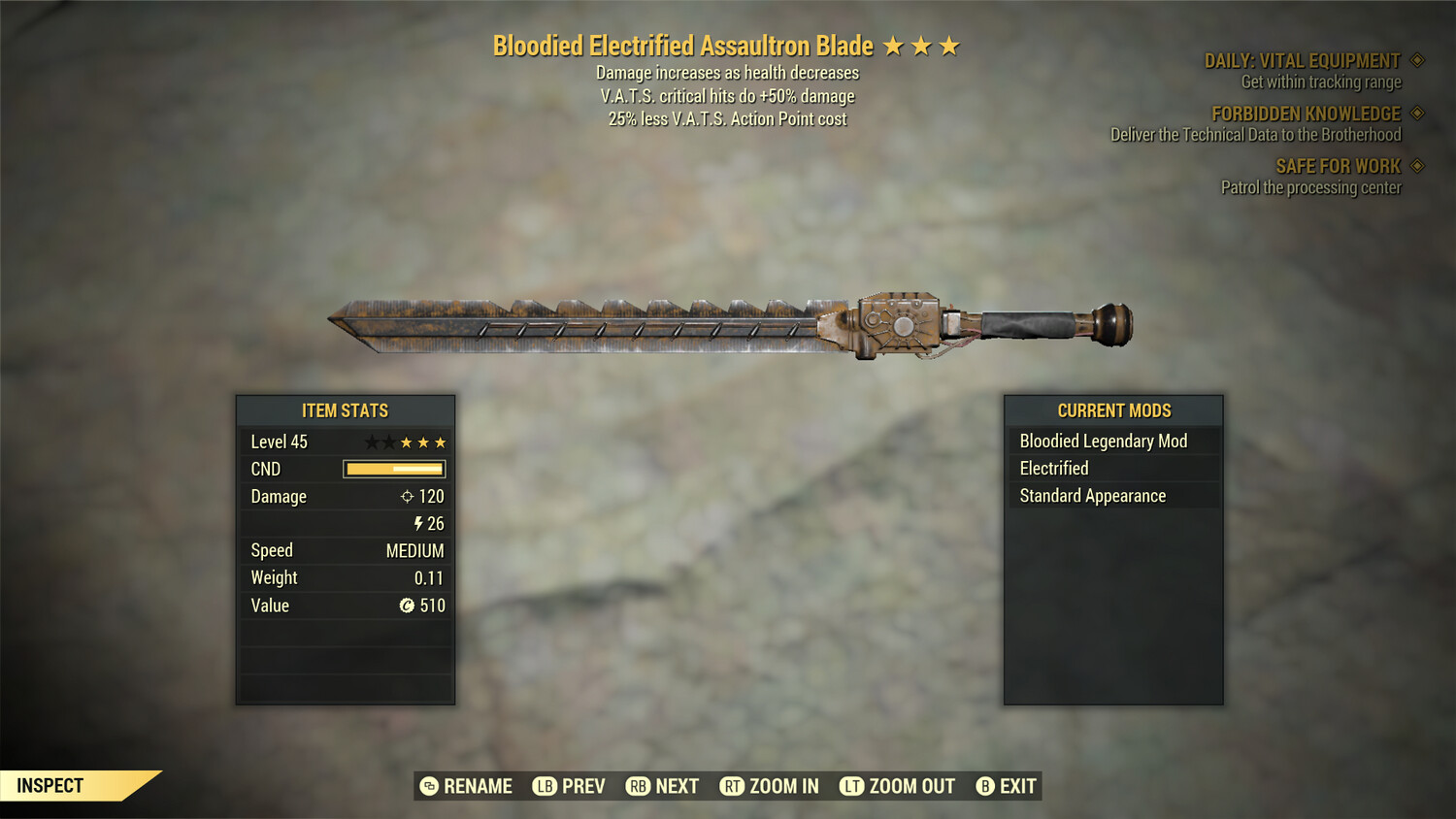 Bloodied 50/25 Assaultron Blade