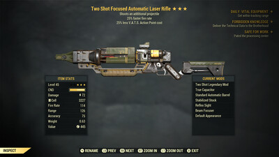 Two Shot 25/25 Non Ultracite Laser Rifle