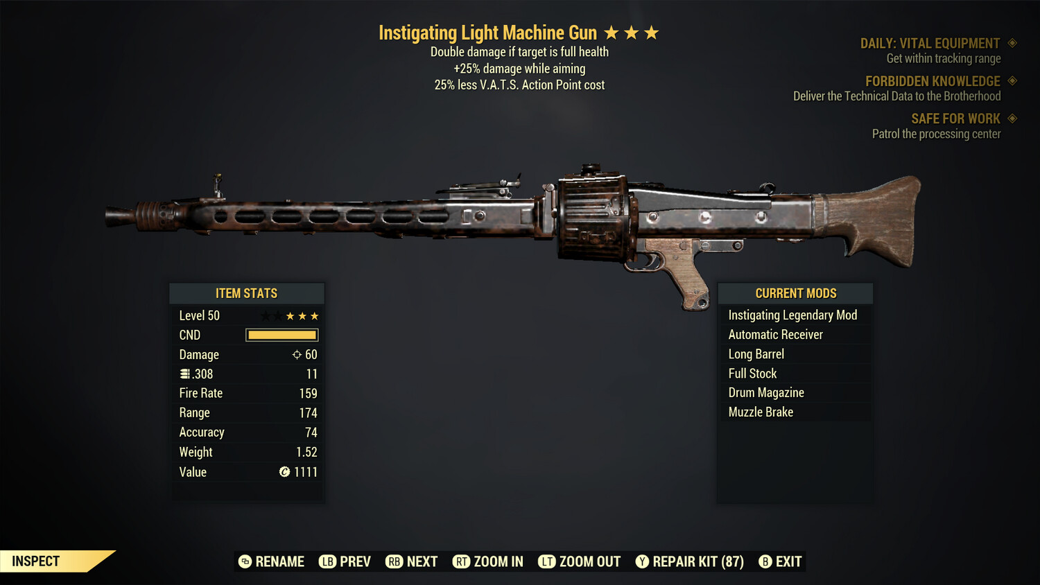 Instigating 25/25 Light Machine Gun