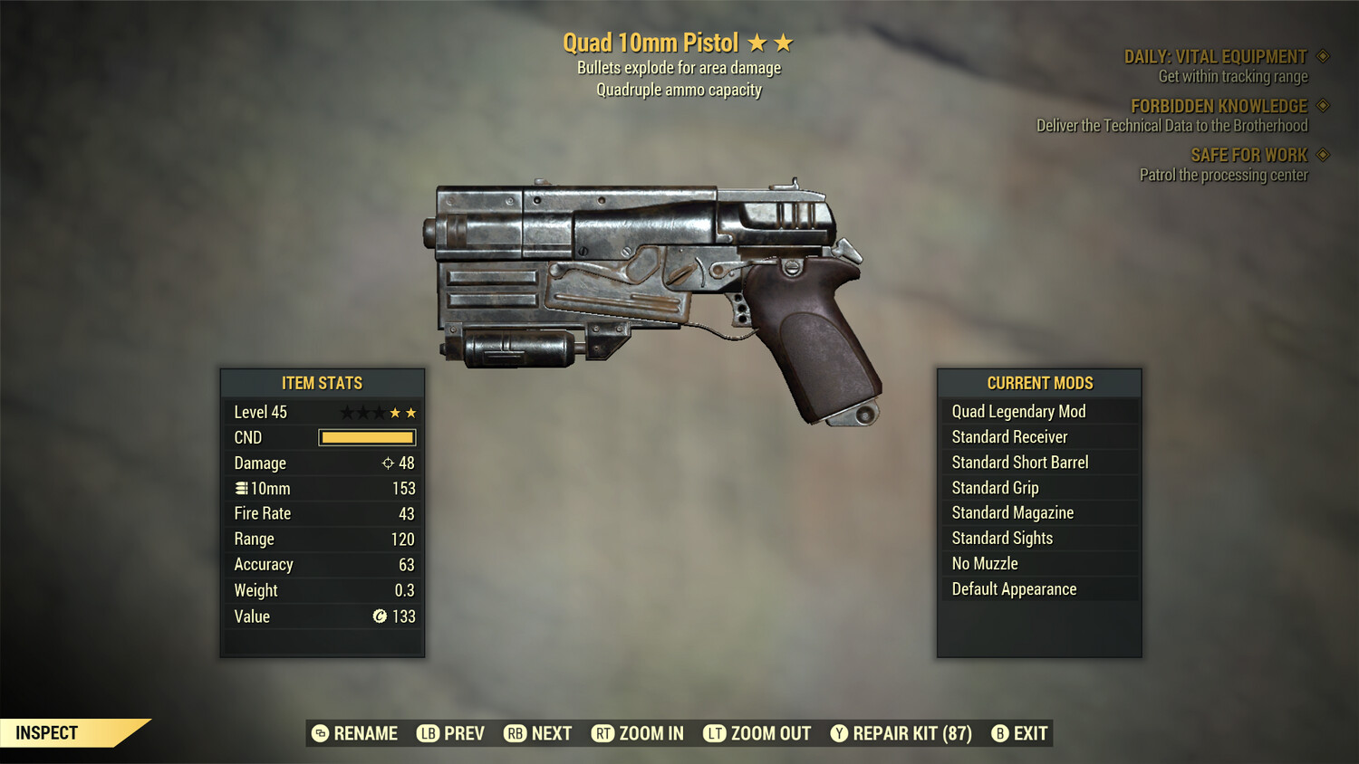 Quad Explosive 10mm Pistol