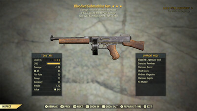 Bloodied 50/15 Submachine Gun