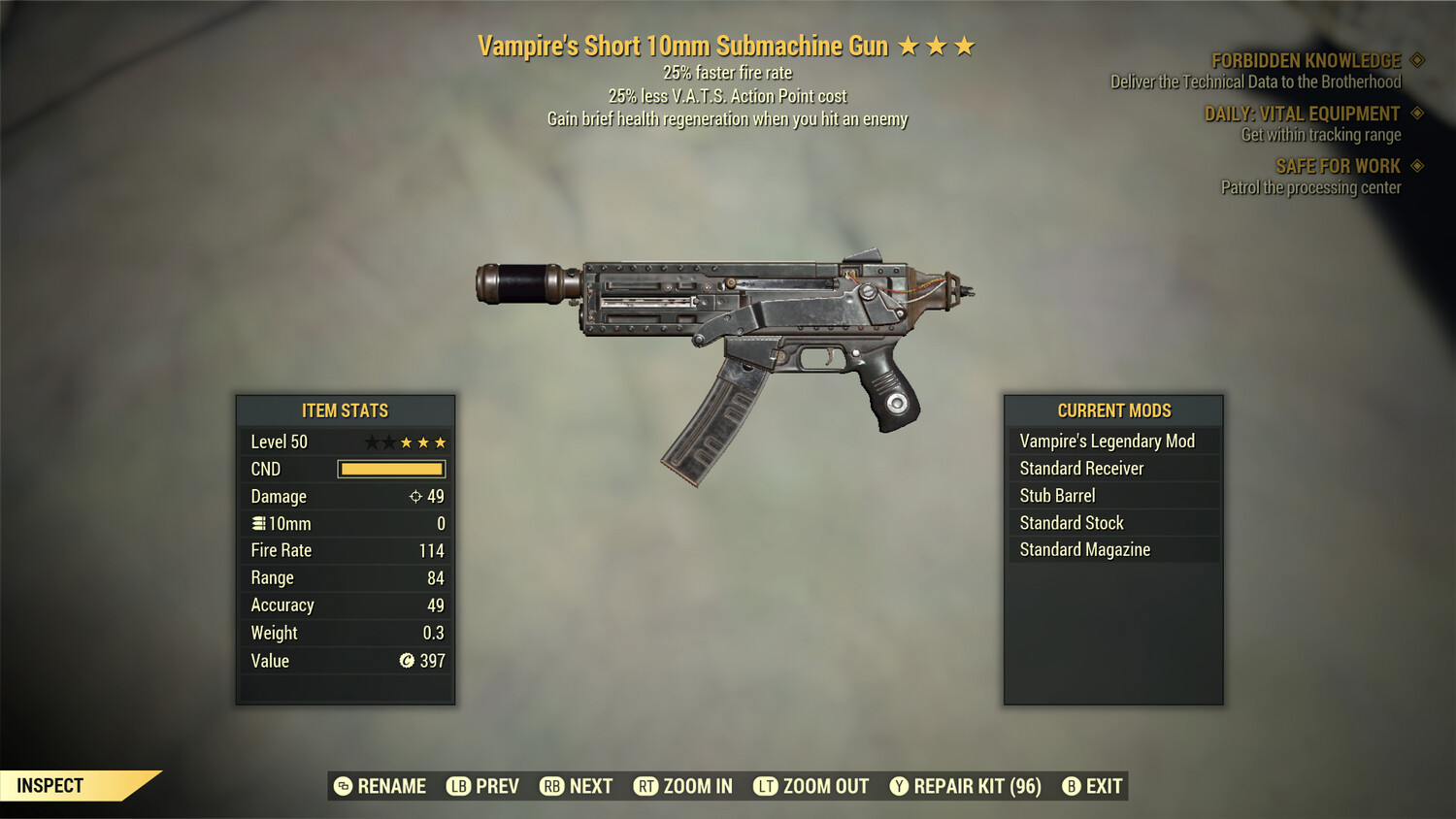 Vampire 25/25 10mm Submachine Gun