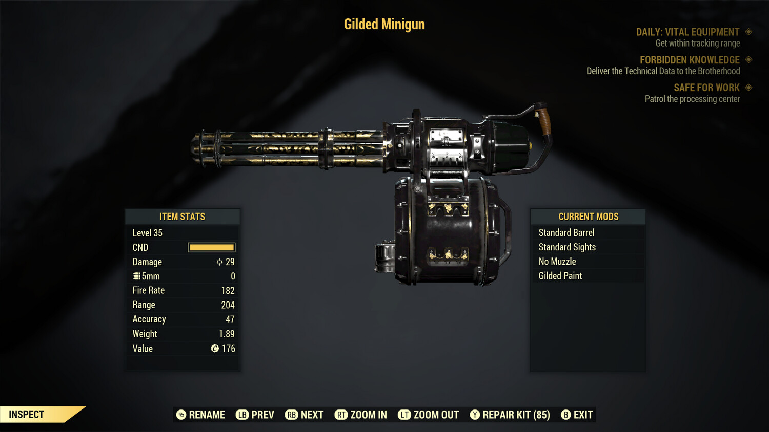 Legacy Gilded Minigun Unperked 