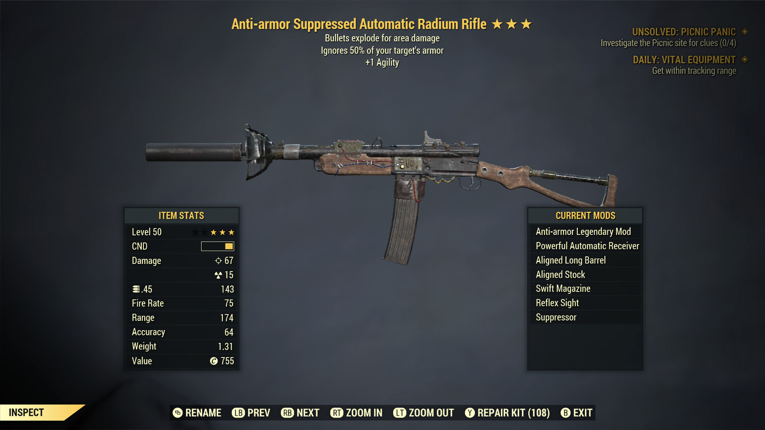 Legacy Anti Armor Explosive 1A Radium Rifle Rare