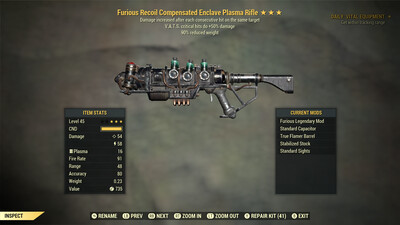 Furious 50/90 Enclave Plasma Rifle With Flamer Barrel