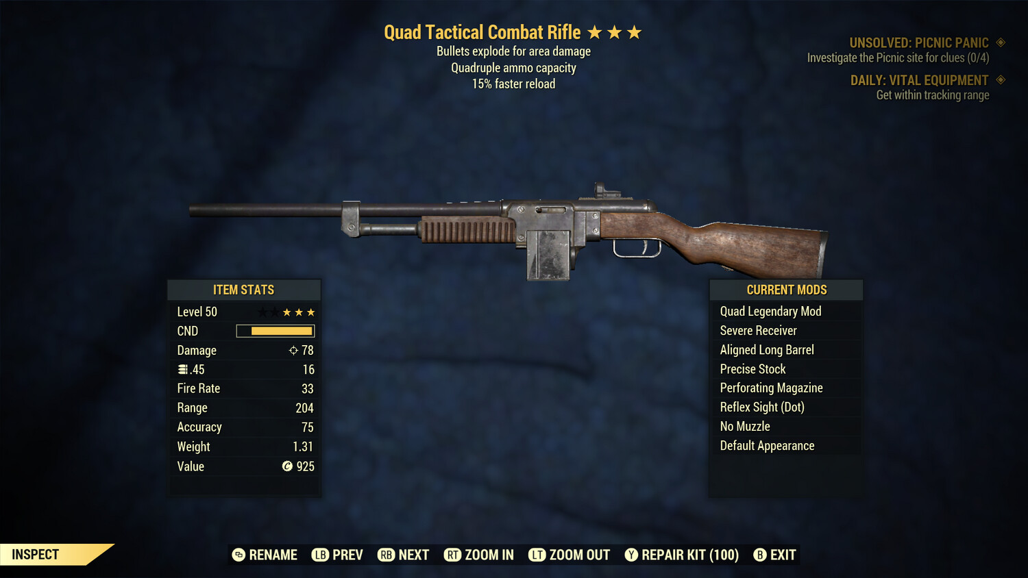 Quad Explosive 15r Combat Rifle