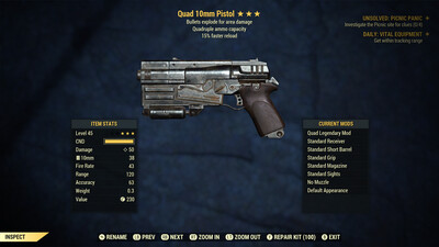 Quad Explosive 15r 10mm Pistol