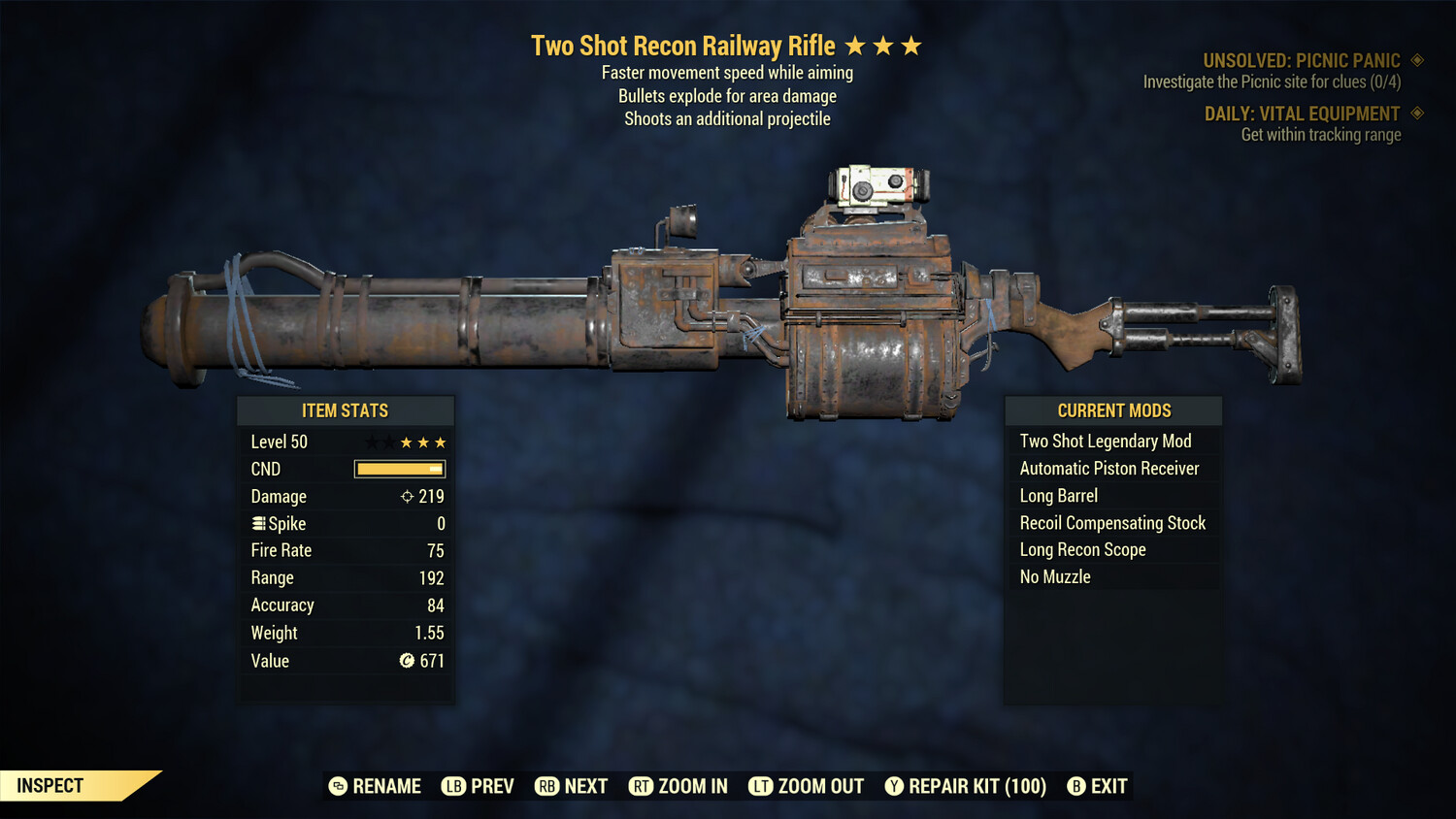 Two Shot Explosive FMSWA Railway Rifle