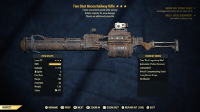 Two Shot Explosive FMSWA Railway Rifle