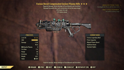 Furious 25/15 Enclave Plasma Rifle With Flamer Mod