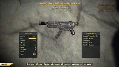 Assassins Explosive 15 10mm Submachine Gun