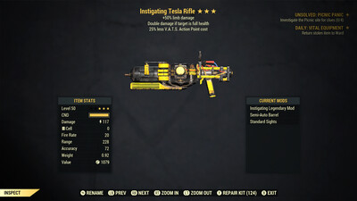 Instigating 50/25 Tesla Rifle