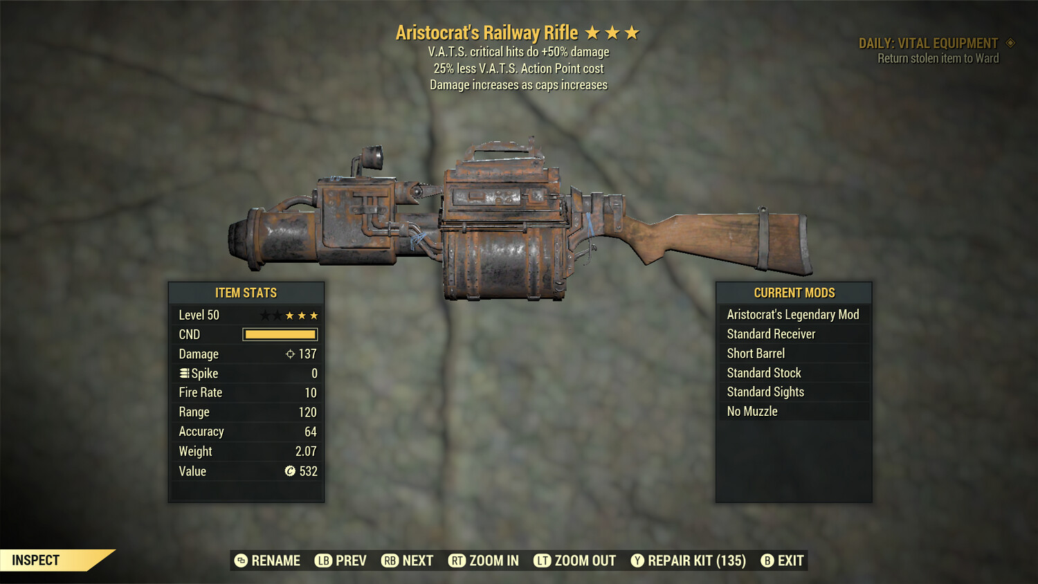 Aristocrat 50/25 Railway Rifle