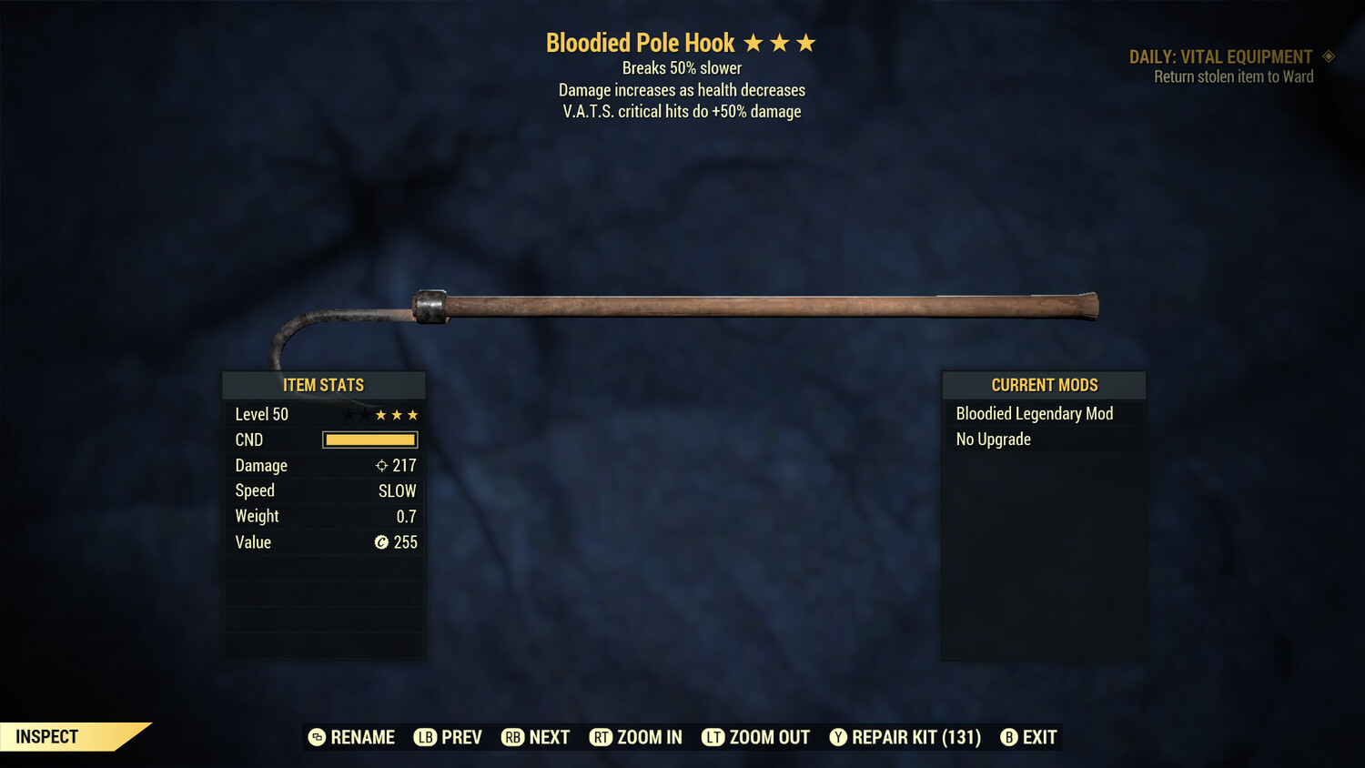 Bloodied 50/Durability Pole Hook