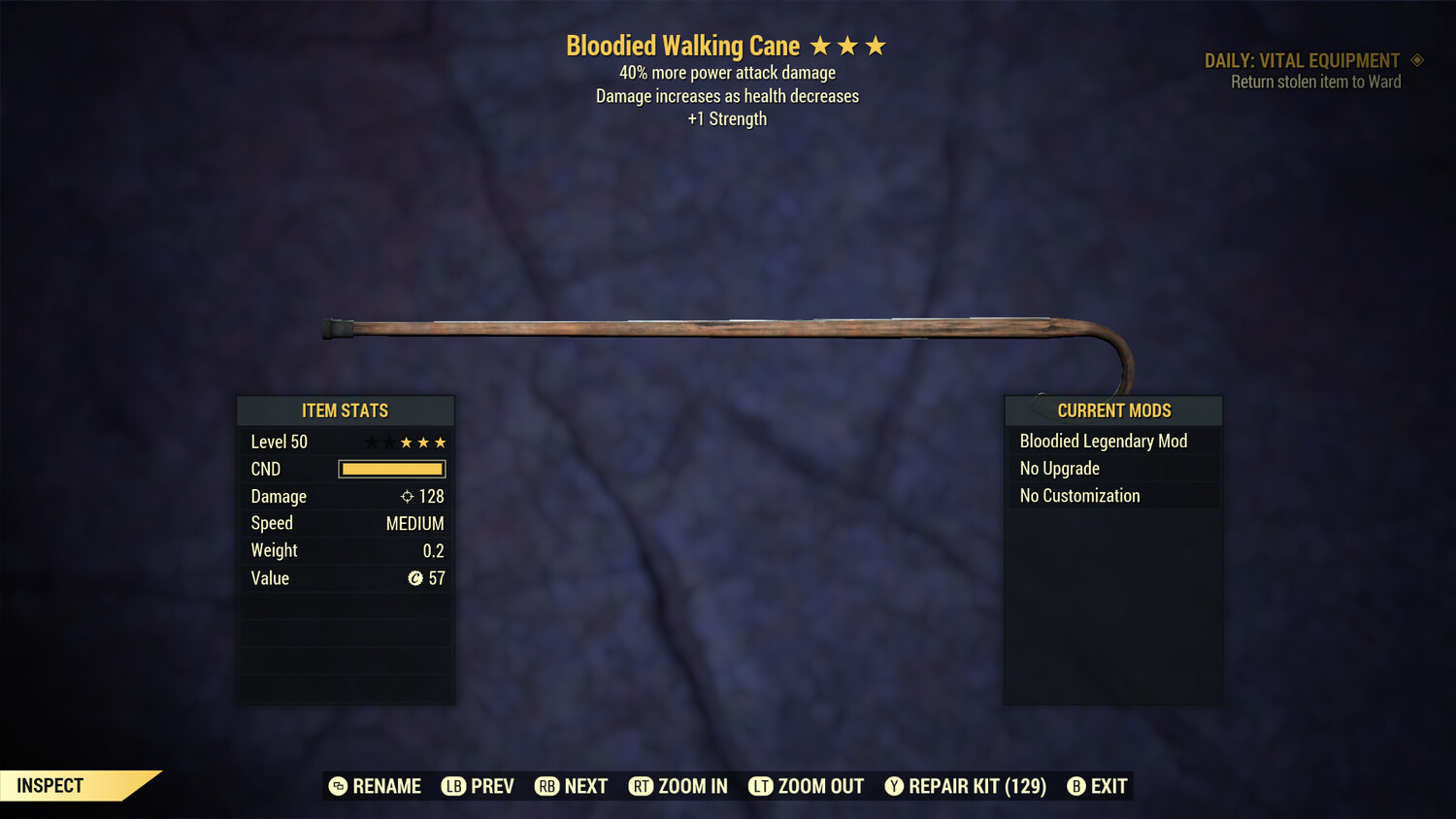 Bloodied 1S/PA Walking Cane