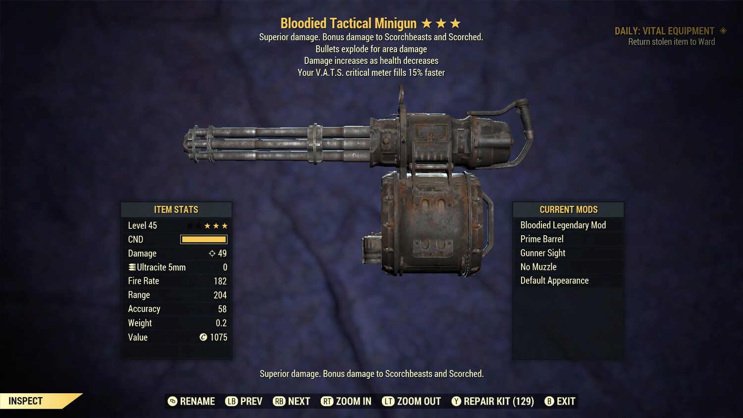 Bloodied Explosive 15c Minigun