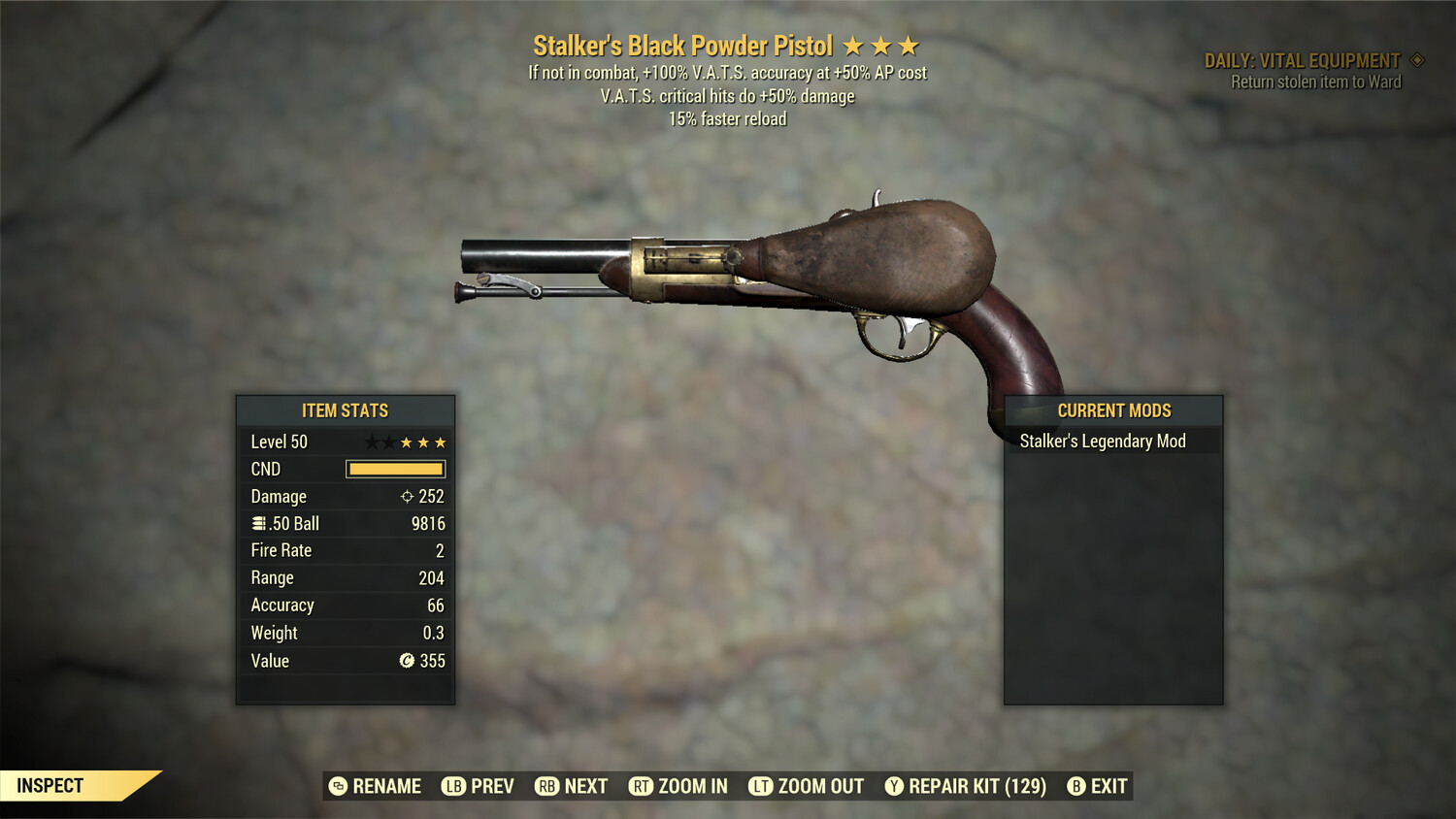 Stalker 50/15 Black Powder Pistol