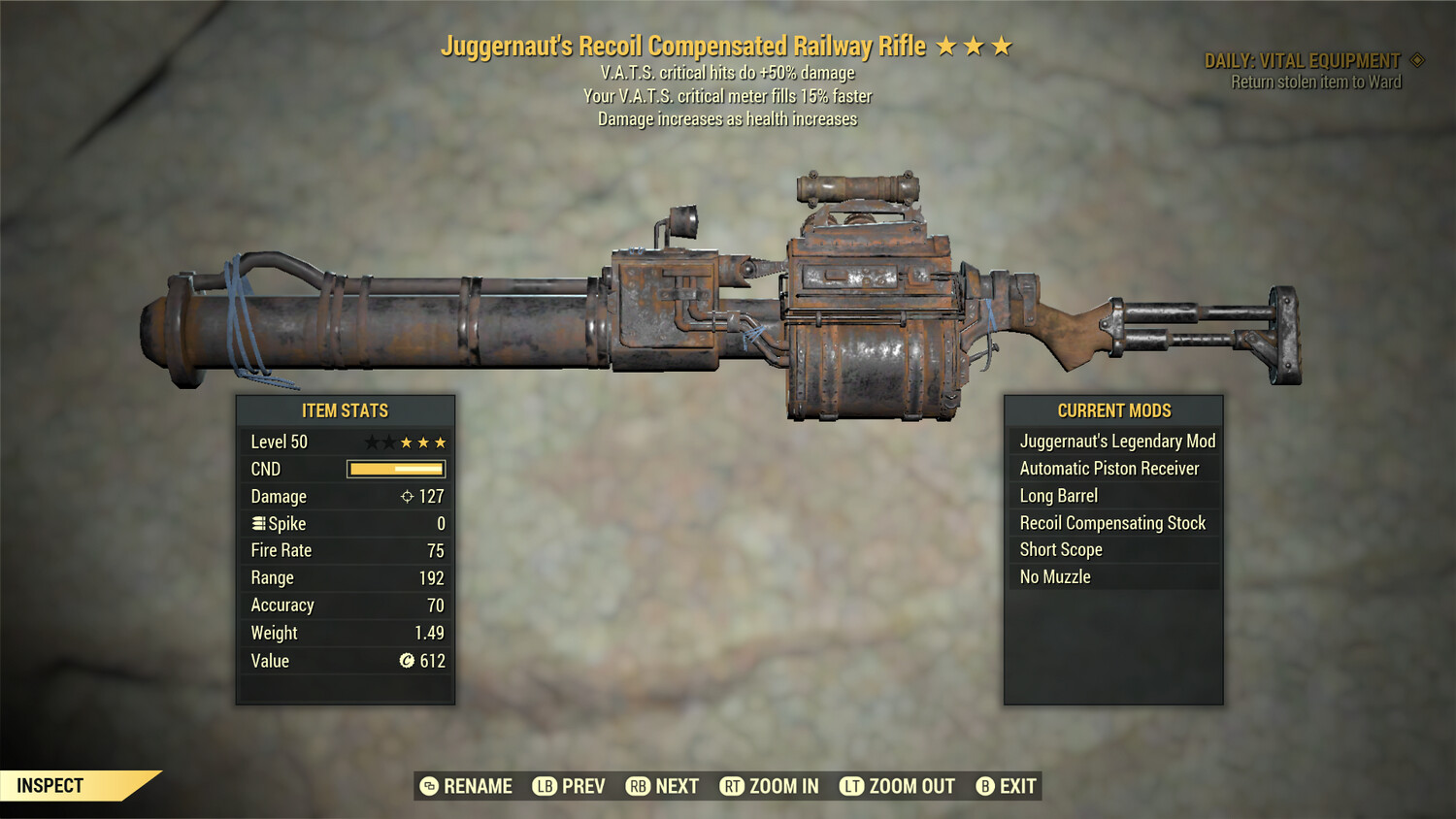 Juggernaut 50/15c Railway Rifle