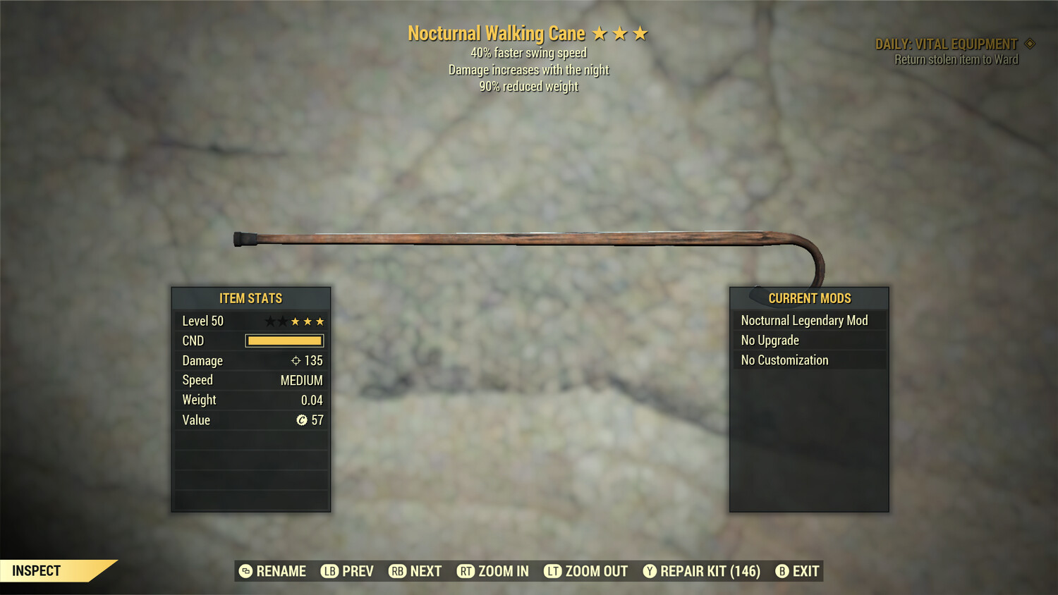 Nocturnal SS/90 Walking Cane