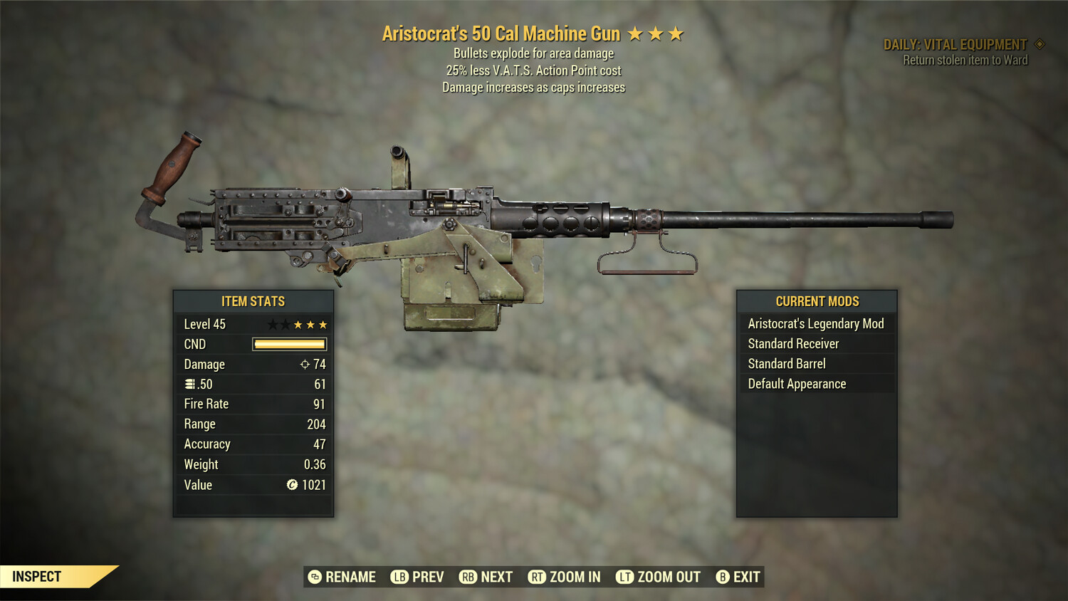 Aristocrat Explosive 25 50-cal Machine Gun