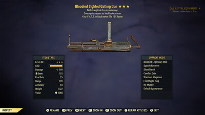 Bloodied Explosive 15c Gatling Gun