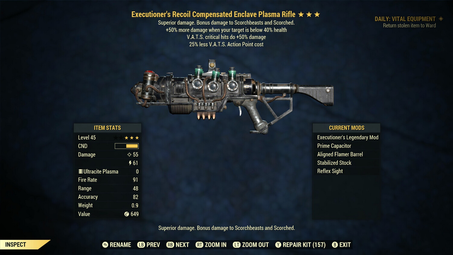 Executioners 50/25 Enclave Plasma Rifle With Flamer Barrel