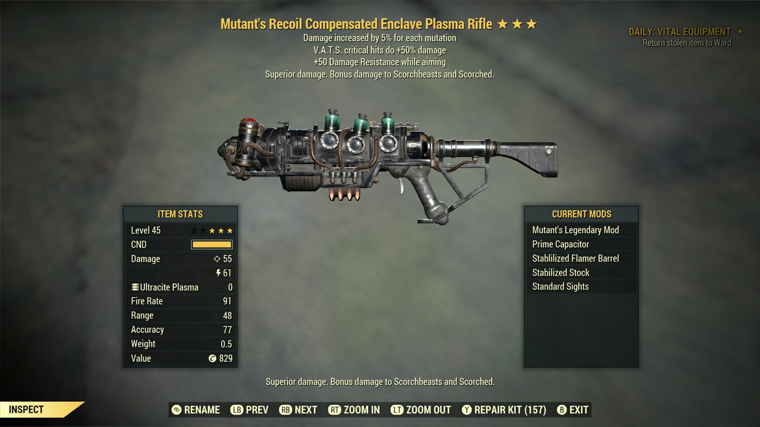 Mutant 50/50 Enclave Plasma Rifle With Flamer Barrel