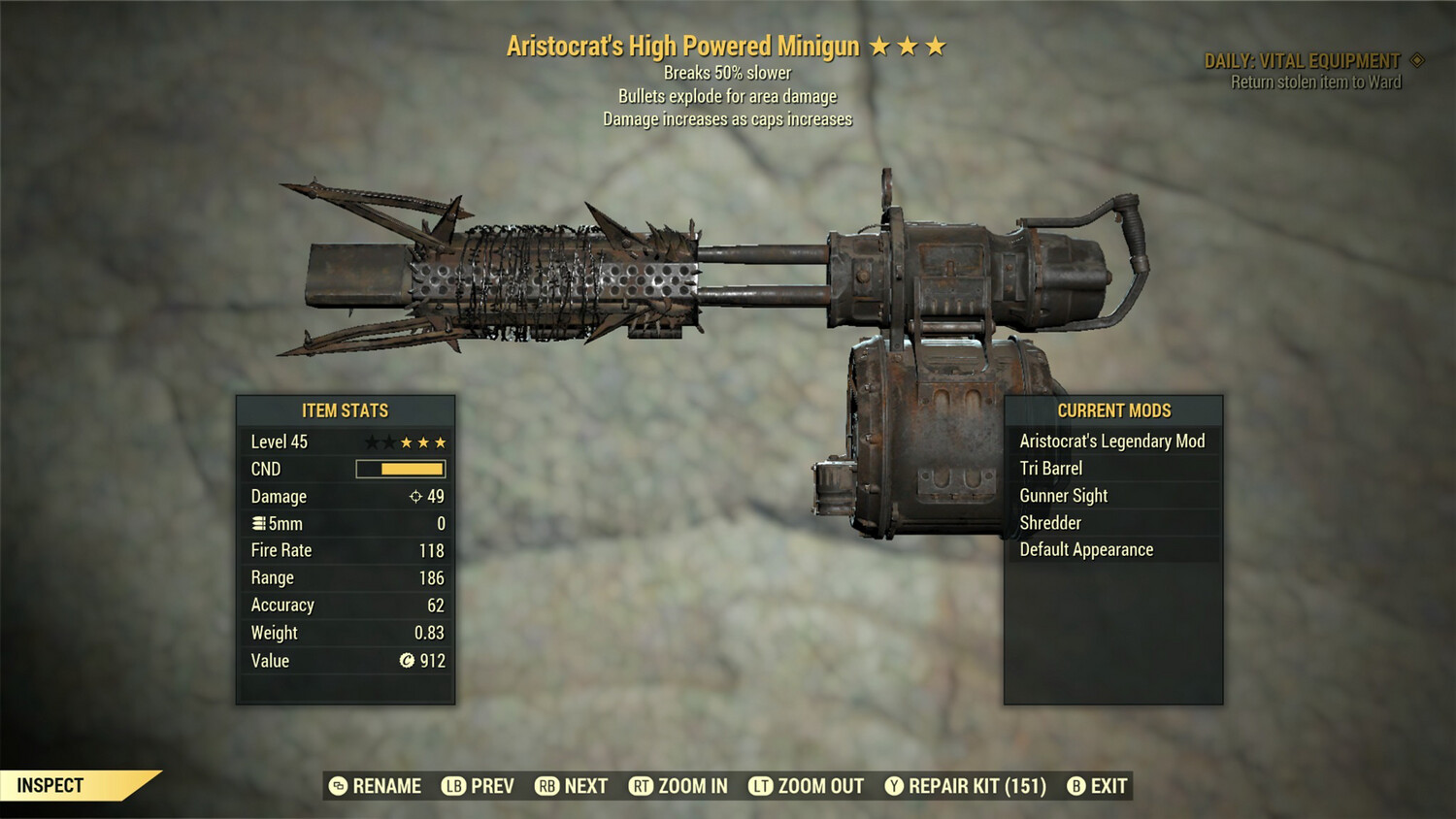 Aristocrat Explosive Durability Minigun