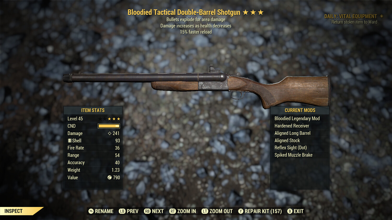 Bloodied Explosive 15 Double Barrel Shotgun